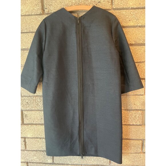 Lord & Taylor 424 Fifth Black Silk Sheath Dress 3/4 Sleeves Crew Neck Size 8 Mod - Picture 12 of 13